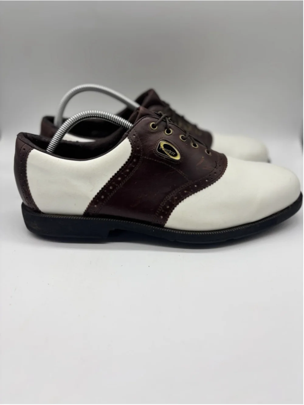 NEW FootJoy Classics White Leather Burgundy weave saddle golf shoes Men's 11.5D